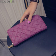 Women Lady PU Leather Clutch Wallet Long Card Holder Case Coin Purse Handbag Card Holder Carteira Feminino Sac Plaid Purse ELY