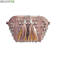 Women Leather Handbag PU Women Messenger Bags Tassels Crossbody Shell Bag Rivets Women Bag Tote Famous Brand Bolsa Feminina ELY