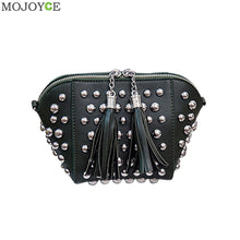 Women Leather Handbag PU Women Messenger Bags Tassels Crossbody Shell Bag Rivets Women Bag Tote Famous Brand Bolsa Feminina ELY