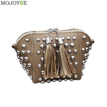 Women Leather Handbag PU Women Messenger Bags Tassels Crossbody Shell Bag Rivets Women Bag Tote Famous Brand Bolsa Feminina ELY