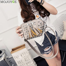 Women Leather Handbag PU Women Messenger Bags Tassels Crossbody Shell Bag Rivets Women Bag Tote Famous Brand Bolsa Feminina ELY