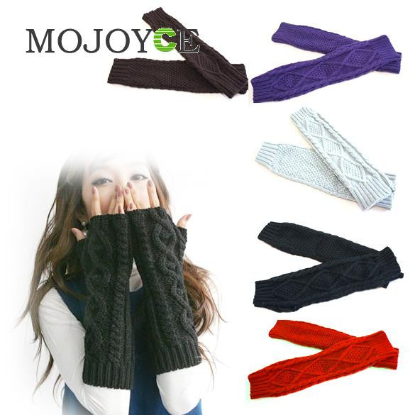 Women Long Arm Wristband Knitting Crochet Fingerless Wristlet Glove 1STL ELY
