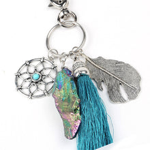 Women Natural Stone Turquoise Dreamcatcher Boho Keychain 1STL ELY