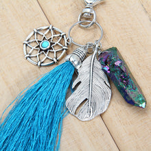 Women Natural Stone Turquoise Dreamcatcher Boho Keychain 1STL ELY