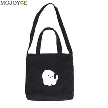Women Flannel Canvas Bag with Cartoon Cat Women Bag Flannel Handbag Shoulder Bag Clutch bolsa feminina bolsos mujer ELY