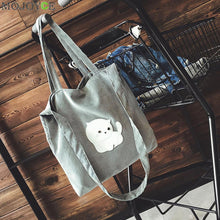 Women Flannel Canvas Bag with Cartoon Cat Women Bag Flannel Handbag Shoulder Bag Clutch bolsa feminina bolsos mujer ELY