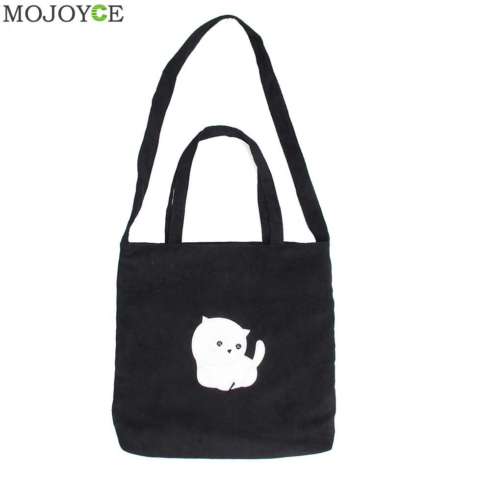 Women Flannel Canvas Bag with Cartoon Cat Women Bag Flannel Handbag Shoulder Bag Clutch bolsa feminina bolsos mujer ELY