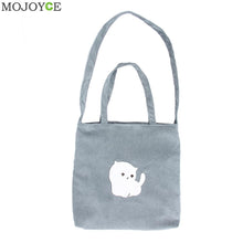 Women Flannel Canvas Bag with Cartoon Cat Women Bag Flannel Handbag Shoulder Bag Clutch bolsa feminina bolsos mujer ELY