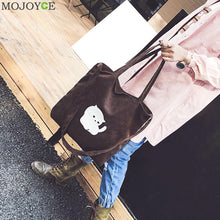 Women Flannel Canvas Bag with Cartoon Cat Women Bag Flannel Handbag Shoulder Bag Clutch bolsa feminina bolsos mujer ELY