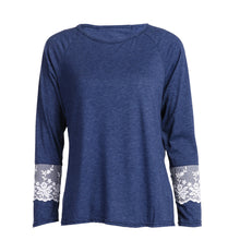 Women O-neck Sleeve Splicing Lace Long Sleeve T-shirt Tees Elegant Womens Lace Tops Casual Tee Shirt Femme camisetas mujer ELY