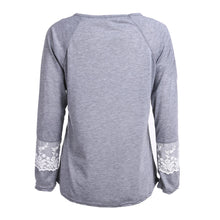 Women O-neck Sleeve Splicing Lace Long Sleeve T-shirt Tees Elegant Womens Lace Tops Casual Tee Shirt Femme camisetas mujer ELY