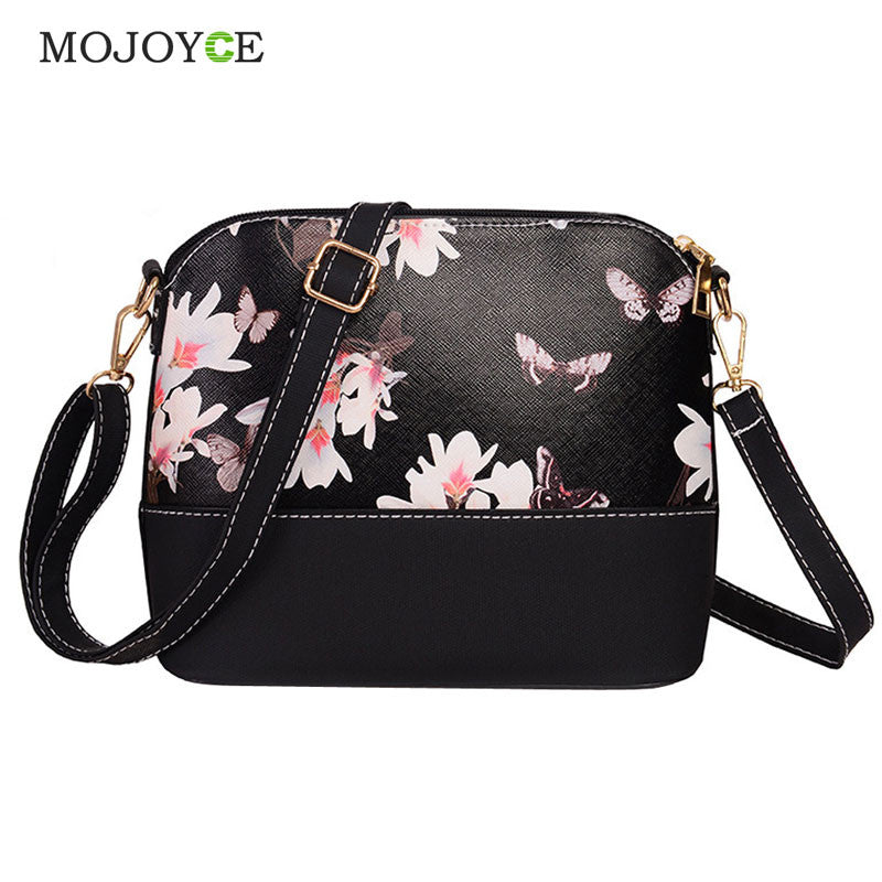 Women PU Leather Floral Print Handbag Shoulder Satchel Messenger Bags Clutch Small Travel Crossbody Bag Bolsa Feminina ELY