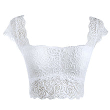 Women Padded Lace Cap Sleeve Wide Shoulder Straps Base Shirt Camisole ELY