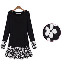 Women Plus Size Black Flower Print Mini Short Dresses Ladies Casual Evening Party Dress Vestido De Festa ELY