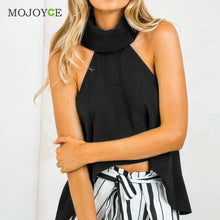 Women Sexy Halter High Neck Casual Sleeveless Irregular Shirts 1STL ELY