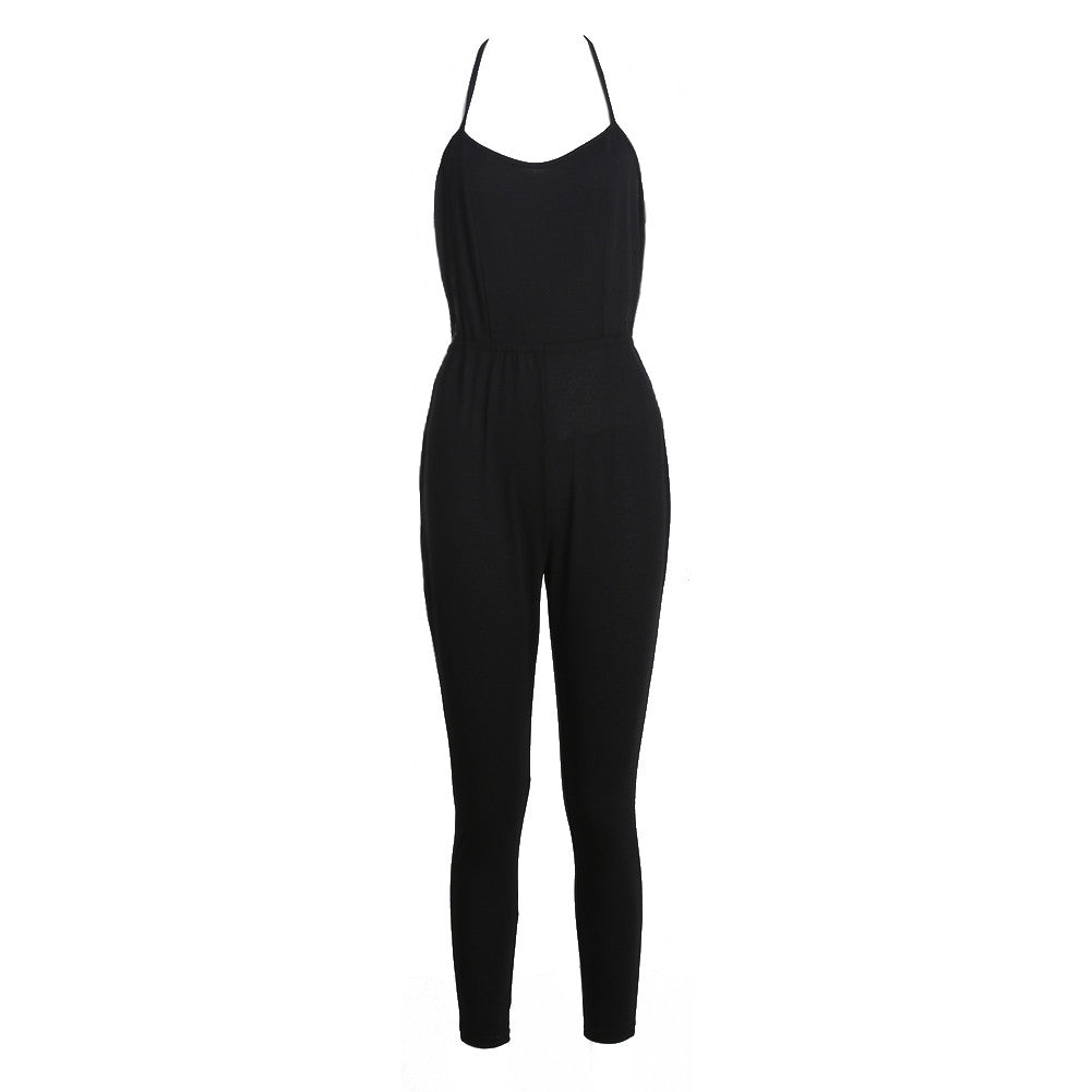 Women Sexy Jumpsuits Casual Rompers Backless Bind Spaghetti Strap Bodycon V-Neck Rompers Womens Jumpsuit Combinaison Femme ELY