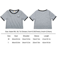 Women Short Sleeve Tee Stripes or Alien Pattern Casual Crop Top Alien Printing Bare Midriff Cotton Blended T-Shirt 1STL ELY
