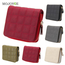 Women Short Wallets PU Leather Plaid Purses Nubuck Card Holder Women Wallets Zipper Clutch Matte Coin Purse Card Holder ELY
