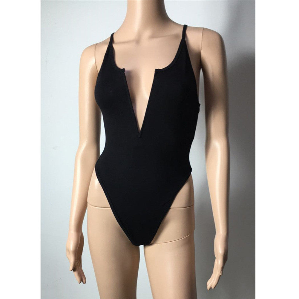 Women Solid Color Spaghetti Strap Stretchy Bodysuit Leotard Sexy Style Young Ladies Favorite 1STL ELY