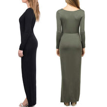 Women Solid Deep V-Neck Long Sleeve Cross Hem Front-Shorter Dress 1STL ELY