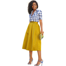 Women Stretch High Waist Skater Flared Pleated Swing Long Skirt 1STL ELY