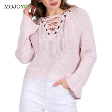Women V-Neck Long Sleeve Sweater Knitwear Cardigan Loose Coat Cross Strap Sweater 1STL ELY