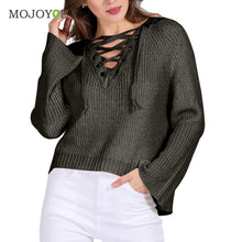 Women V-Neck Long Sleeve Sweater Knitwear Cardigan Loose Coat Cross Strap Sweater 1STL ELY