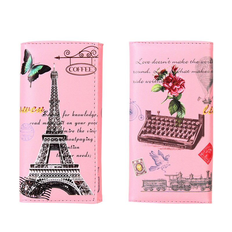 Women Wallet Long Smooth PU Leather Money Purse ID Credit Card Holder Coin Purses Clutch Money Bags Graffiti Embossed PU Holder ELY