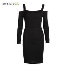 Women Off Shoulder Long Sleeve Jumper Knit Dress Slim Women Long Sleeve Cotton Elastic Casual Bodycon Dress Vestido ELY