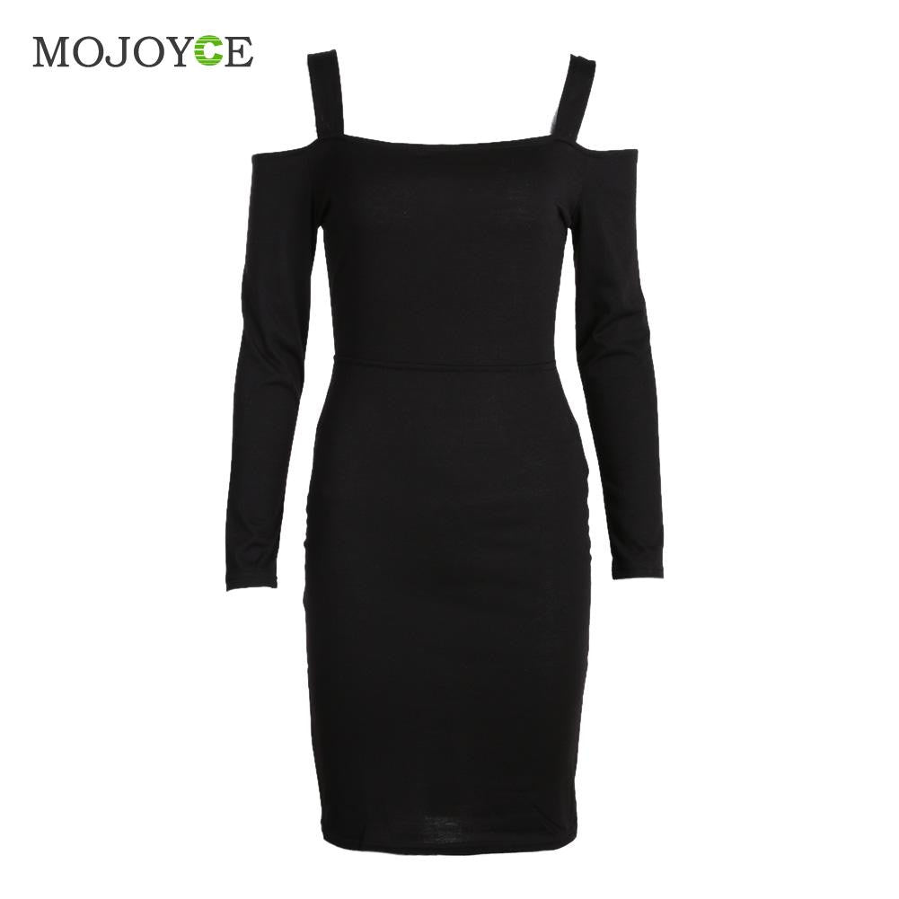 Women Off Shoulder Long Sleeve Jumper Knit Dress Slim Women Long Sleeve Cotton Elastic Casual Bodycon Dress Vestido ELY
