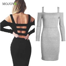Women Off Shoulder Long Sleeve Jumper Knit Dress Slim Women Long Sleeve Cotton Elastic Casual Bodycon Dress Vestido ELY