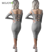 Women Off Shoulder Long Sleeve Jumper Knit Dress Slim Women Long Sleeve Cotton Elastic Casual Bodycon Dress Vestido ELY