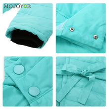 Women Parkas Long Sleeve Cotton-padded Irregular Belt Jacket Coats 1STL ELY