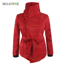 Women Parkas Long Sleeve Cotton-padded Irregular Belt Jacket Coats 1STL ELY