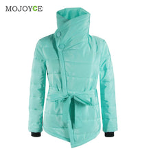 Women Parkas Long Sleeve Cotton-padded Irregular Belt Jacket Coats 1STL ELY