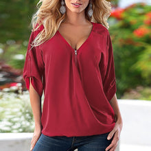 Women's V Neck Short Sleeve Shirt Loose Casual Blouse Tee Tops 1STL ELY