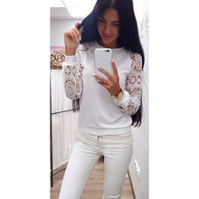 Womens Casual Women Lace Long Sleeve Shirt Casual Lace Loose Cotton Tops Shirt femininas blusas femininas ELY