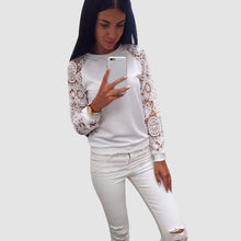 Womens Casual Women Lace Long Sleeve Shirt Casual Lace Loose Cotton Tops Shirt femininas blusas femininas ELY