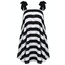 Womens Dresses Black White Stripe Dresses Style Beach Dress Sleeveless Sundress Plus Size Dress 1STL ELY