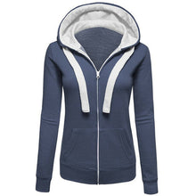 Womens Plain Hooded Jumper Jacket Fleece Long Sleeves Zip Top Warm Hoodie Sweatshirt Hooded Jacket Coat Clothing ELY