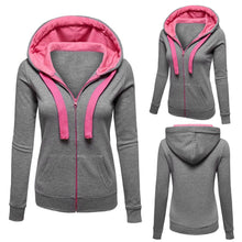 Womens Plain Hooded Jumper Jacket Fleece Long Sleeves Zip Top Warm Hoodie Sweatshirt Hooded Jacket Coat Clothing ELY