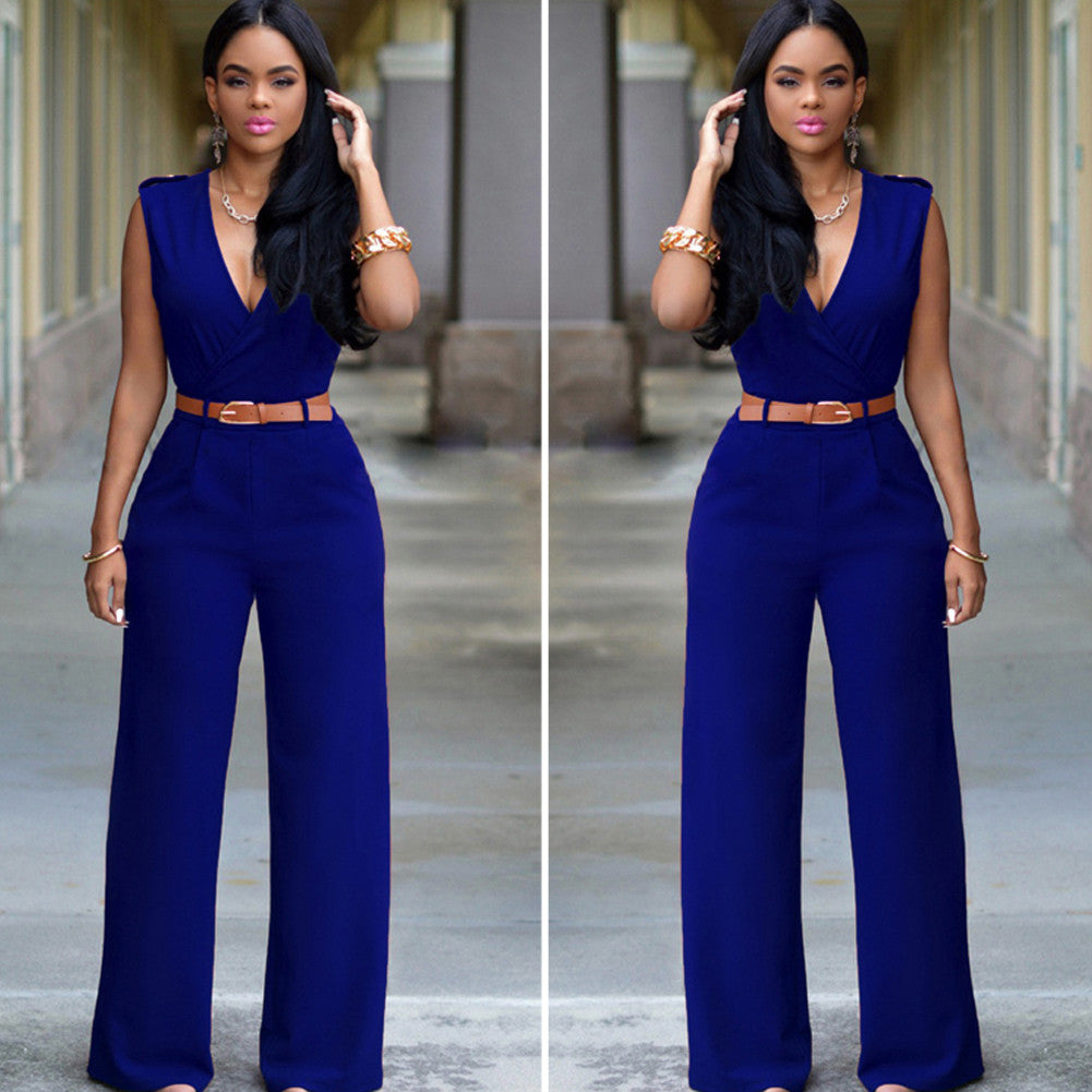 Womens V neck Bandage Bodycon Jumpsuit Romper Trousers Clubwear 1STL ELY