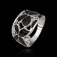 best friends 18k gold plated engagement ring silver black flower anel de ouro charm 524 ELY