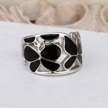 best friends 18k gold plated engagement ring silver black flower anel de ouro charm 524 ELY