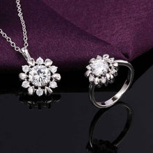 best friends Austrian Crystal jewelry set flower crystal cat necklace+ring Jewelry European Style SMTPS431 ELY