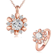 best friends Austrian Crystal jewelry set flower crystal cat necklace+ring Jewelry European Style SMTPS431 ELY