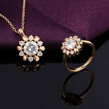 best friends Austrian Crystal jewelry set flower crystal cat necklace+ring Jewelry European Style SMTPS431 ELY