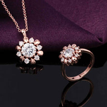 best friends Austrian Crystal jewelry set flower crystal cat necklace+ring Jewelry European Style SMTPS431 ELY