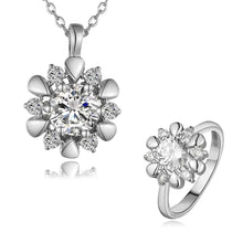 best friends Austrian Crystal jewelry set flower crystal cat necklace+ring Jewelry European Style SMTPS431 ELY