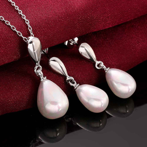 best friends simulated pearl jewelry set estina lovely necklace+earrings jewellery NPLS 6 ELY